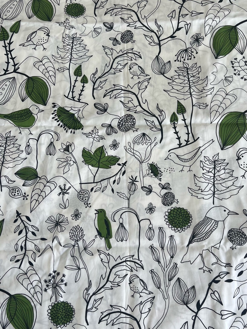 Ikea Botanical Birds Printed 74*60 piece of linen - White and Green